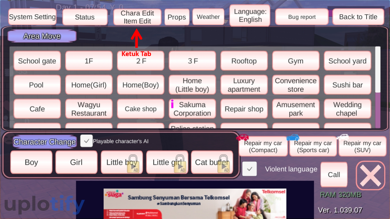 Ketuk Tab Chara Edit