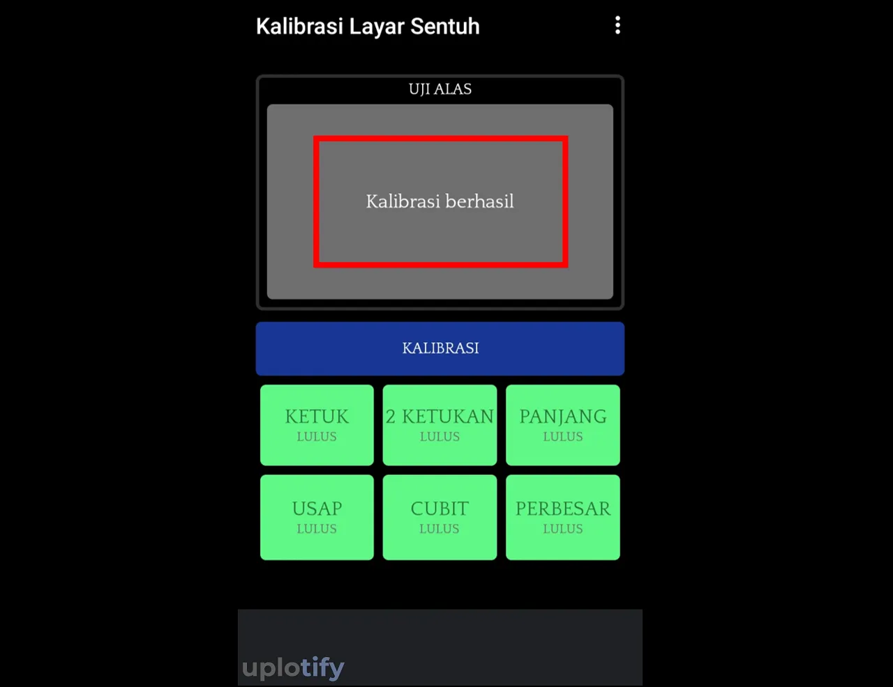 Notifikasi Kalibrasi Berhasil