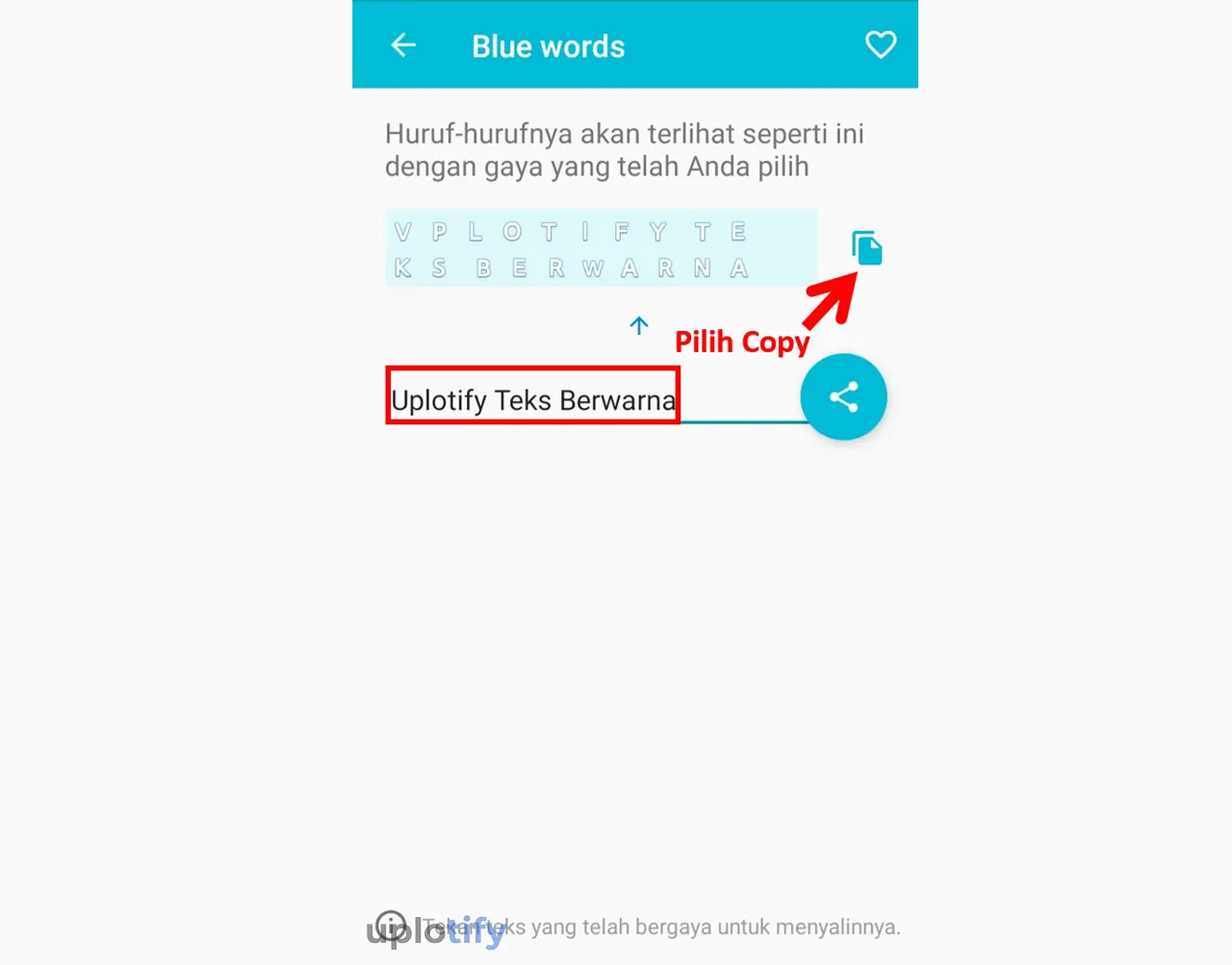 Salin Teks di Blue Words