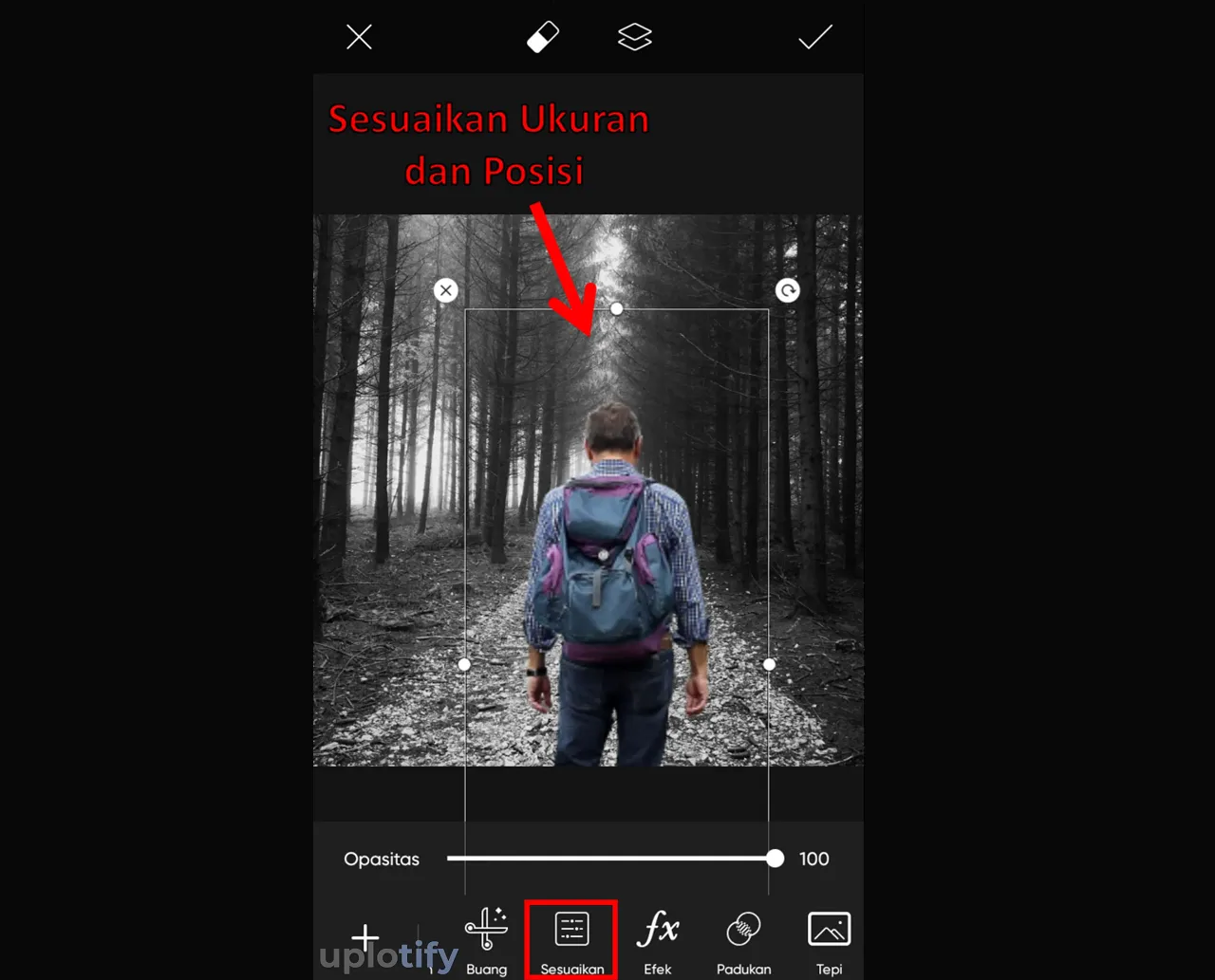 Atur Ukuran dan Posisi Foto Utama di PicsArt