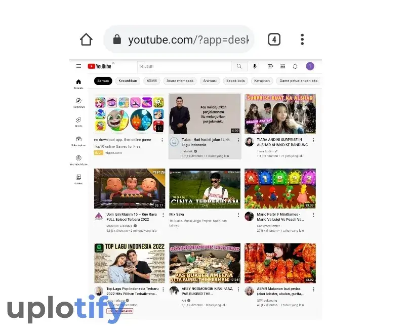 Tampilan Youtube Desktop di HP Android