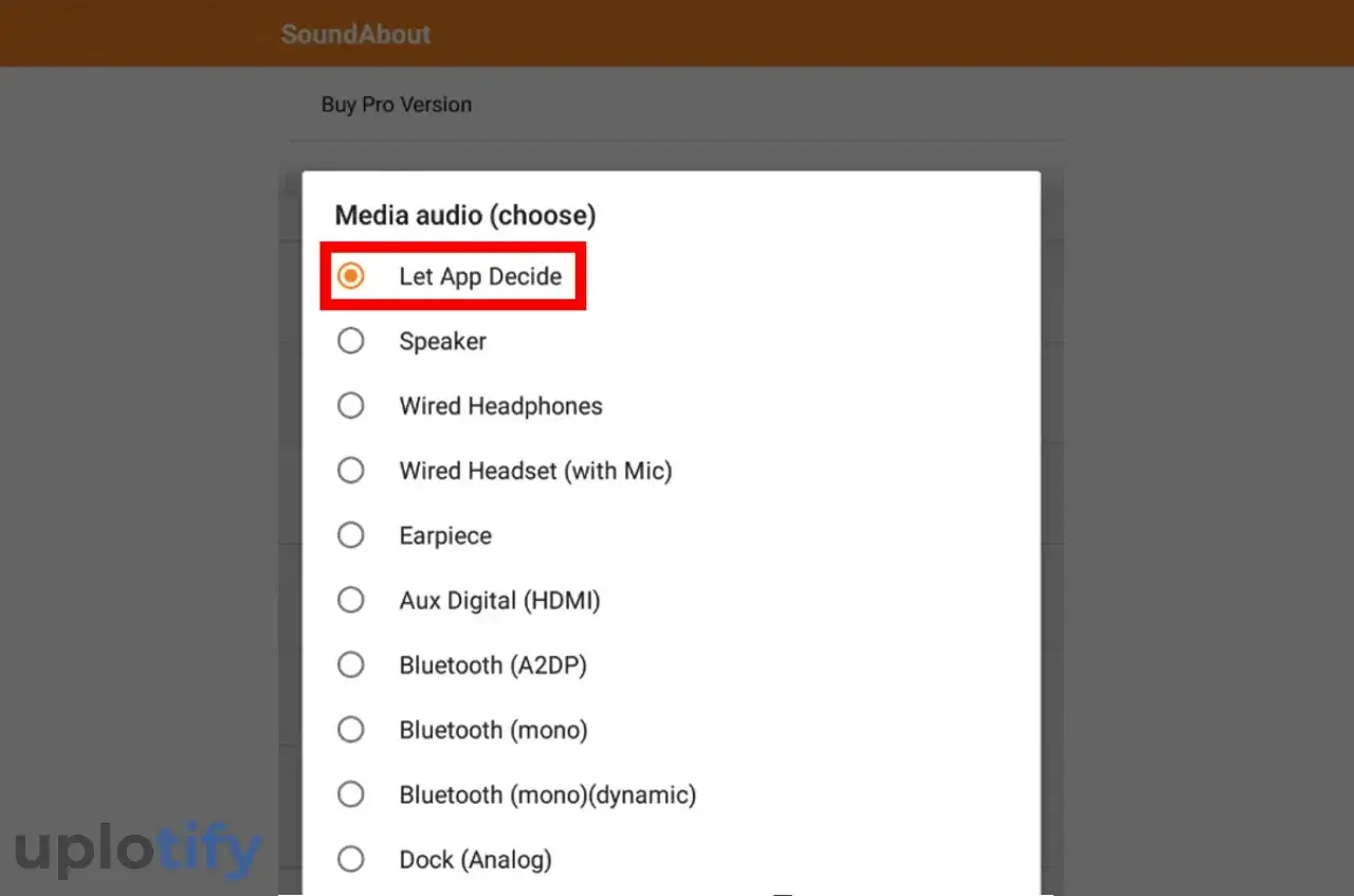 Ubah Media Audio ke Let APP Decide