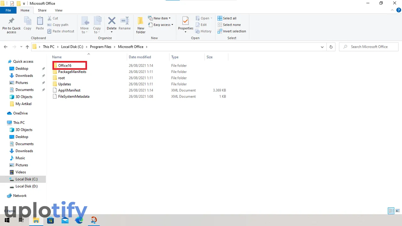 Buka Folder Office di Windows