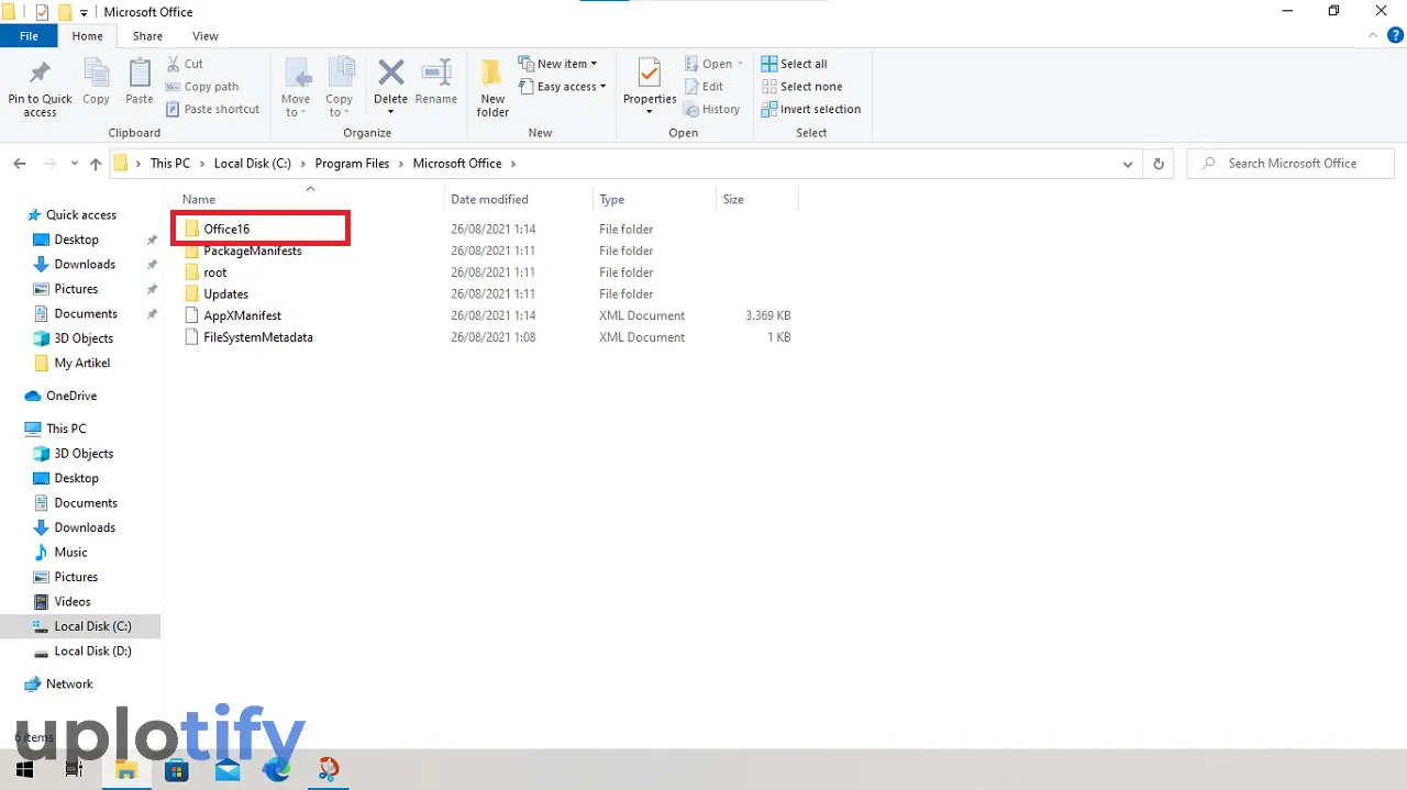 Buka Folder Word di Program Files