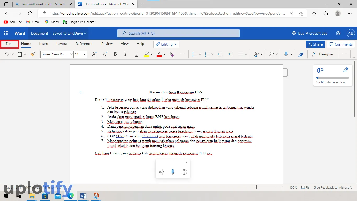 Buka Kembali Menu File di Word