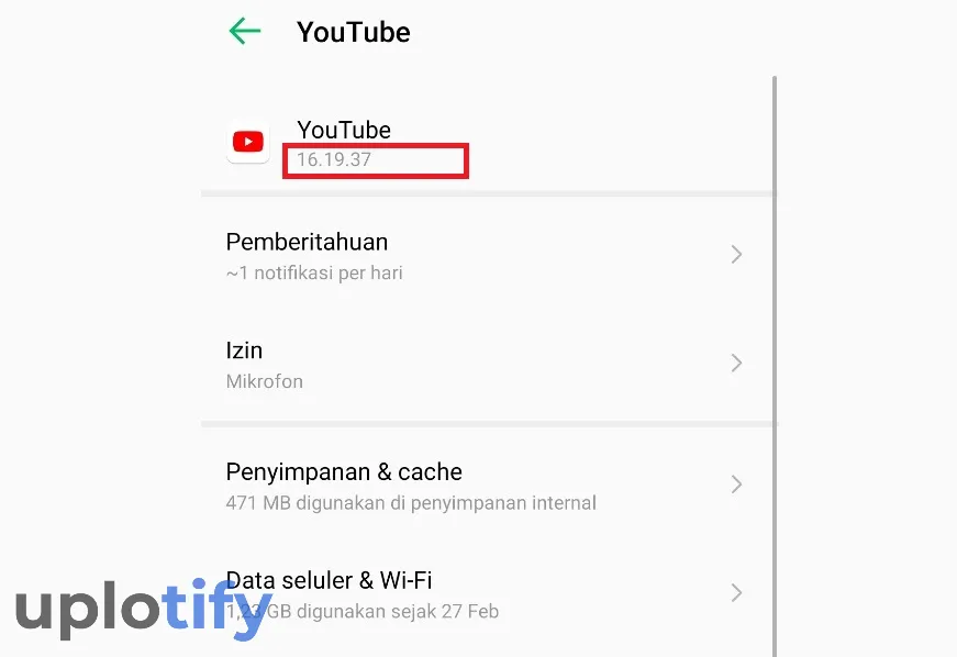 Contoh Versi Youtube di HP