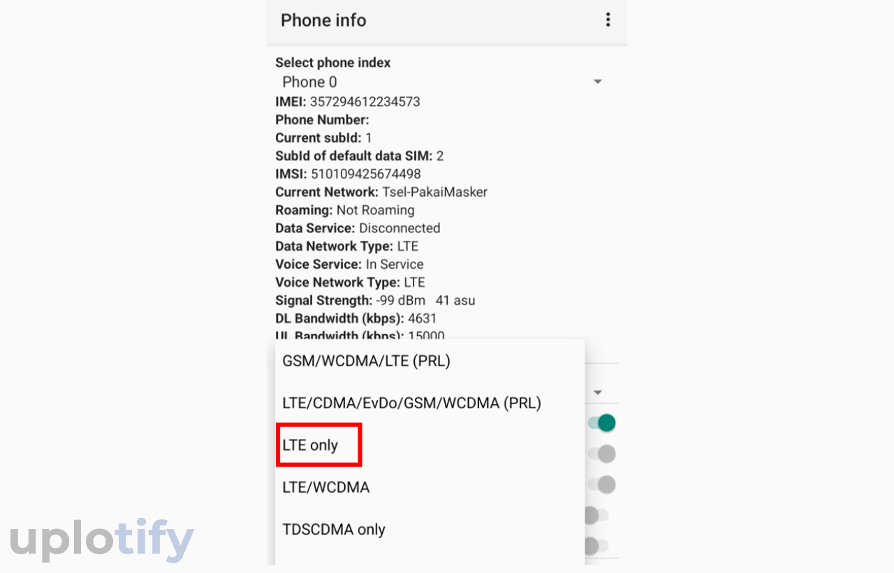 Ganti ke LTE Only