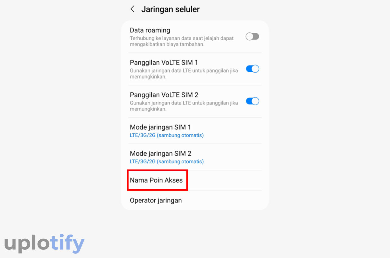 Ketuk Menu Nama Poin Akses