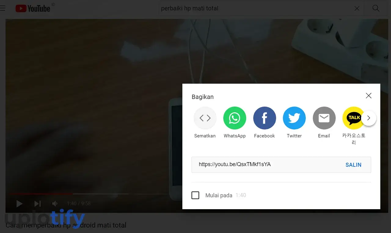 Menu Salin Link Video Youtube