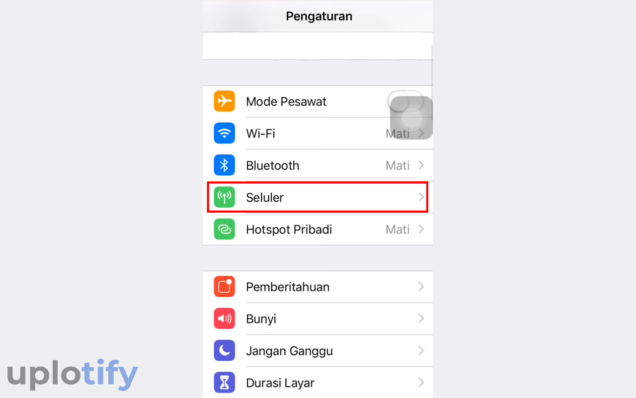 Pilih Pengaturan Seluler