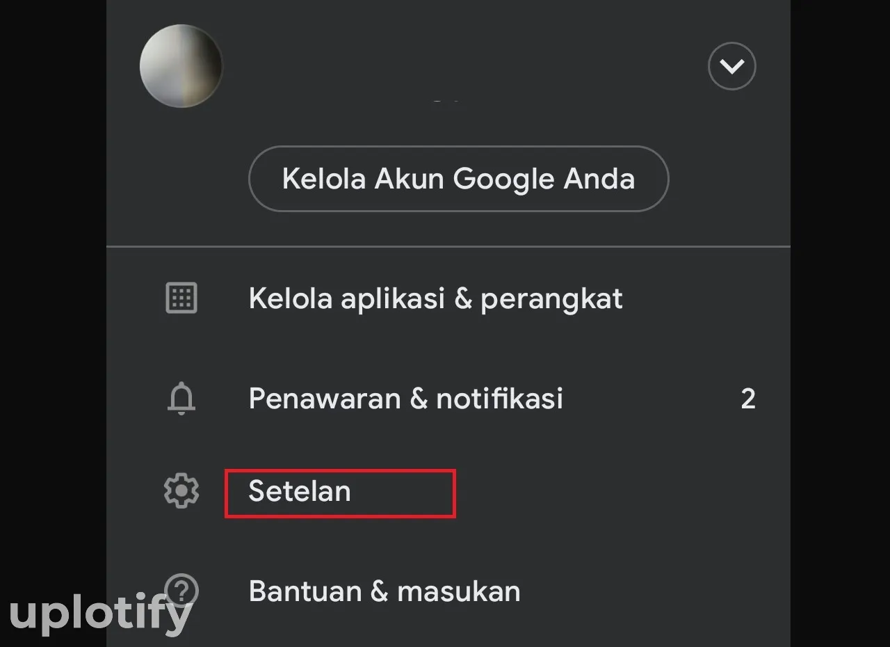 Menu Setelan Google Play Store