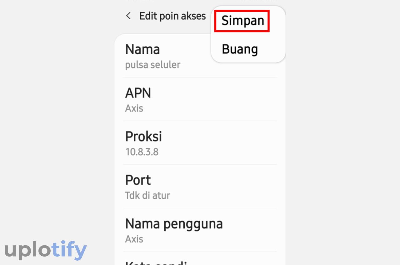 Simpan Settingan APN Axis Android