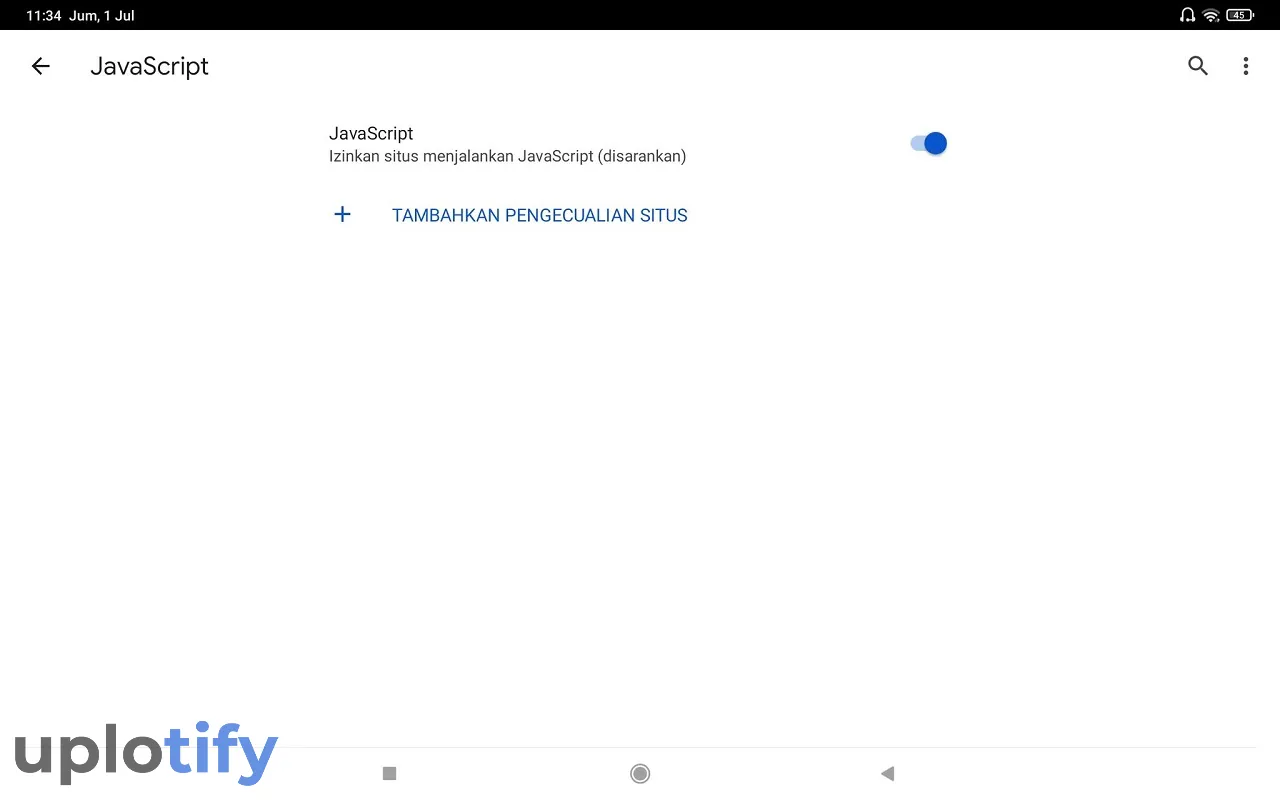 Aktifkan Javascript Chrome Android