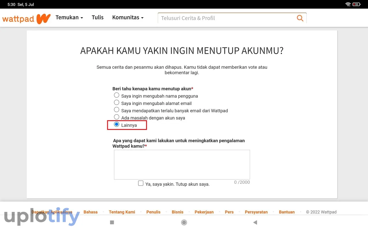 Opsi Lainnya di Wattpad