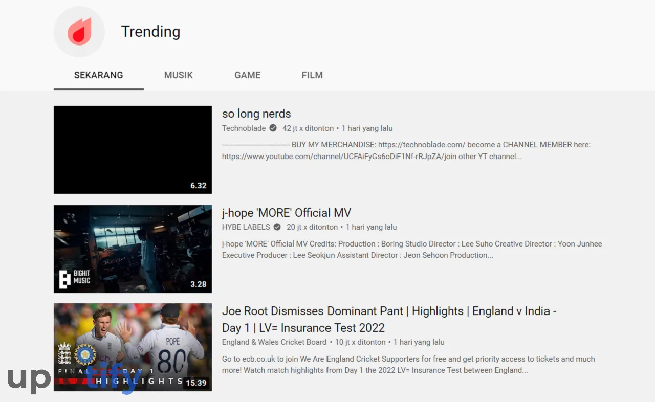 Contoh Trending Youtube Negara Lain