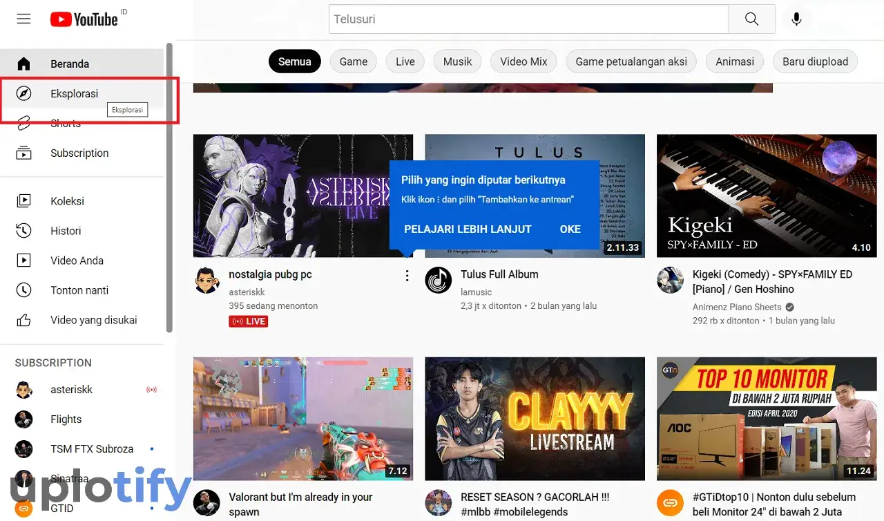 Buka Eksplorasi Youtube