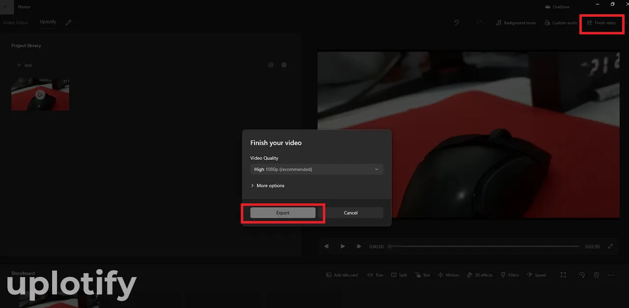 Export Video di Editor