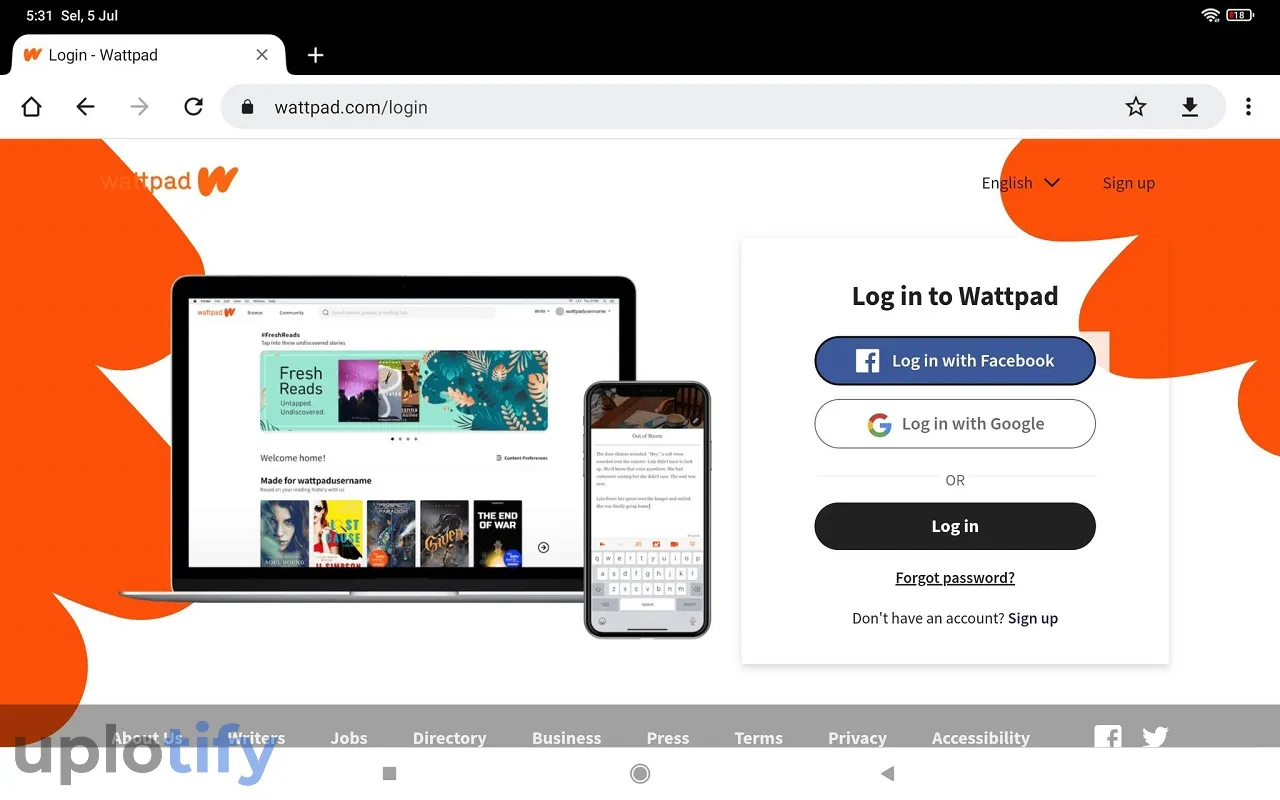 Login di Akun Wattpad