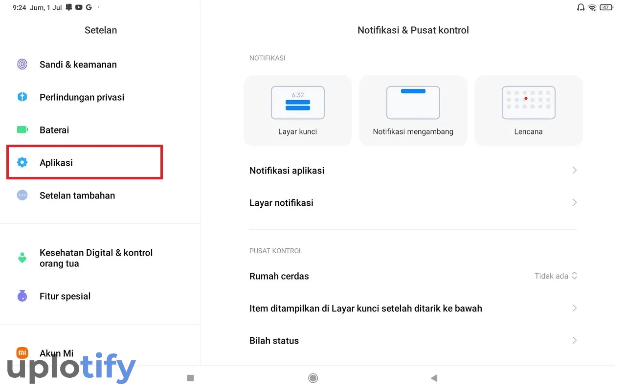 Menu Aplikasi HP