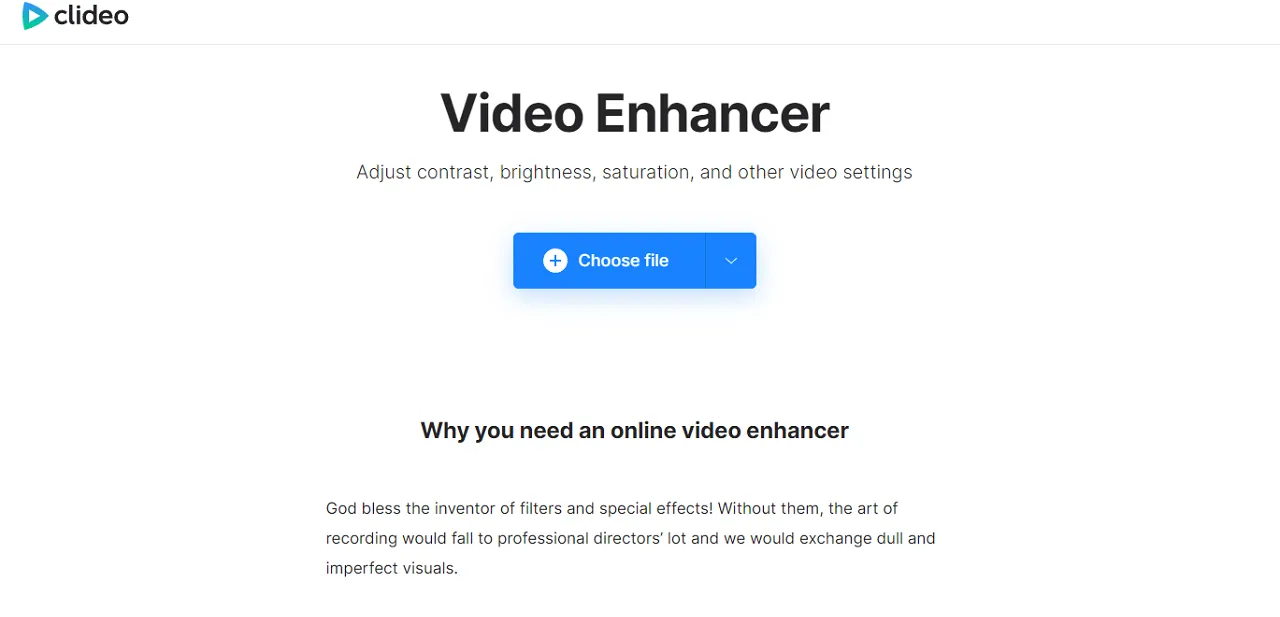 Menu Enhancer Video di Clideo