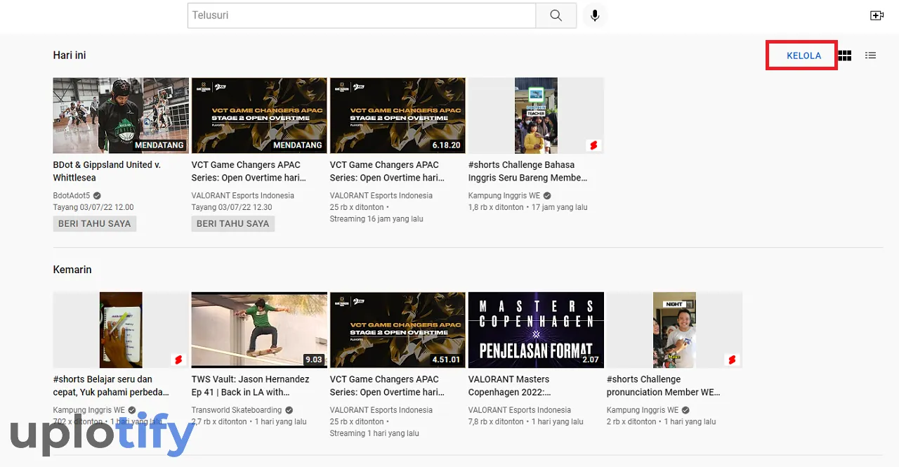 Buka Menu Manage Youtube