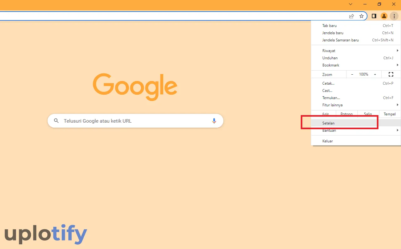 Menu Setelan Chrome PC