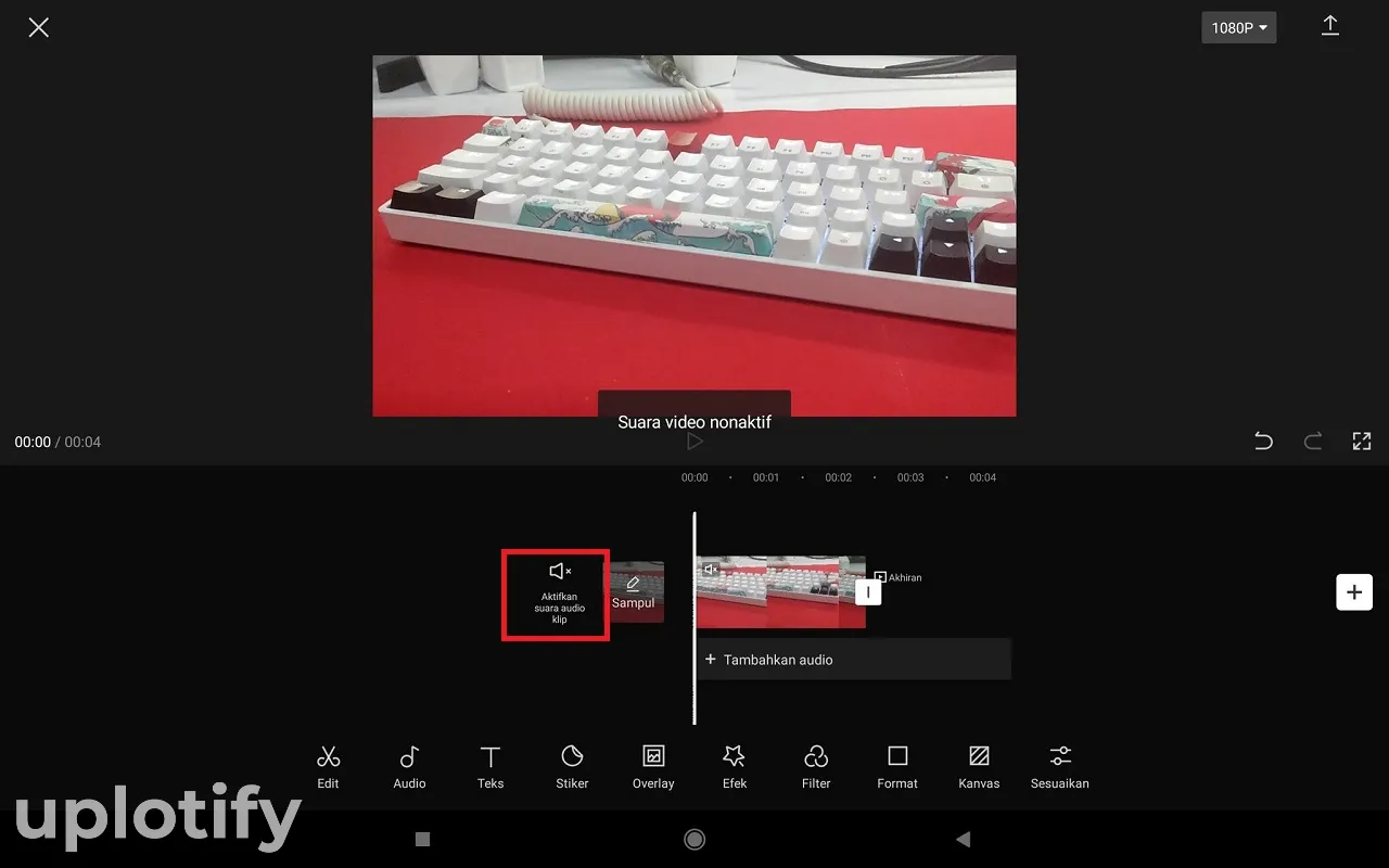 Nonaktifkan Suara Video di CapCut