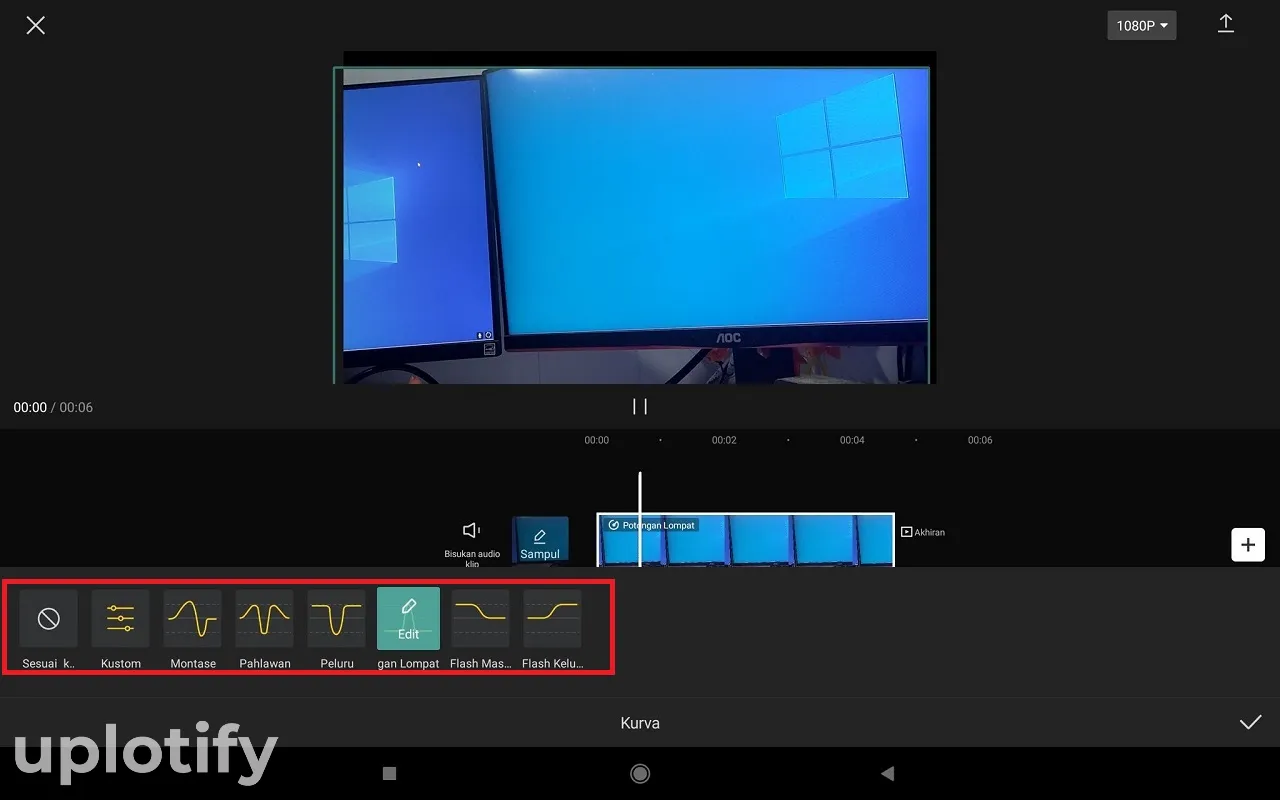 Pilih Jenis Kurva CapCut yang Diinginkan