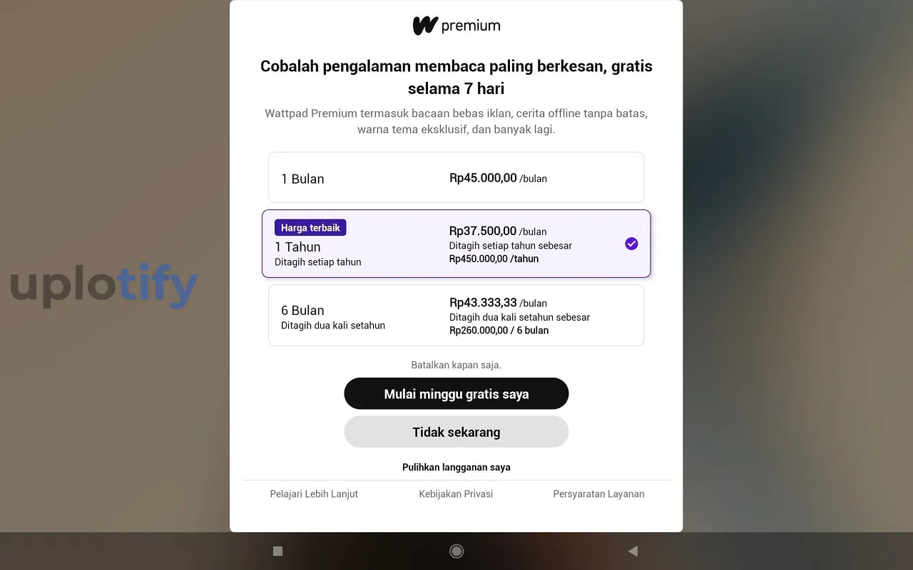 Opsi Tidak Sekarang di Wattpad