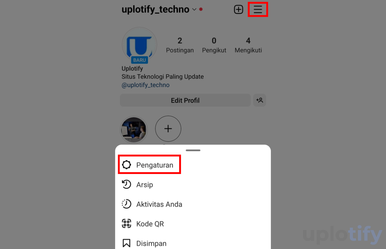 Buka Menu More Options Di Profil