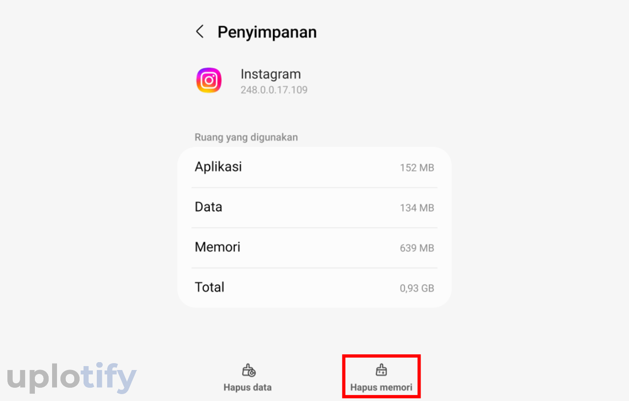 Hapus Cache Aplikasi Instagram