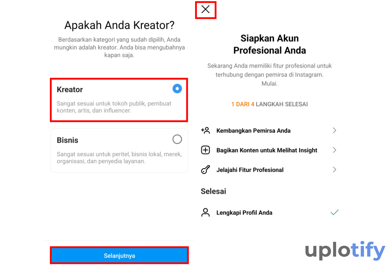 Pilih Kategori Akun Instagram