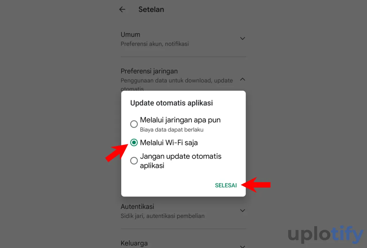 Update Otomatis Lewat WiFi Saja