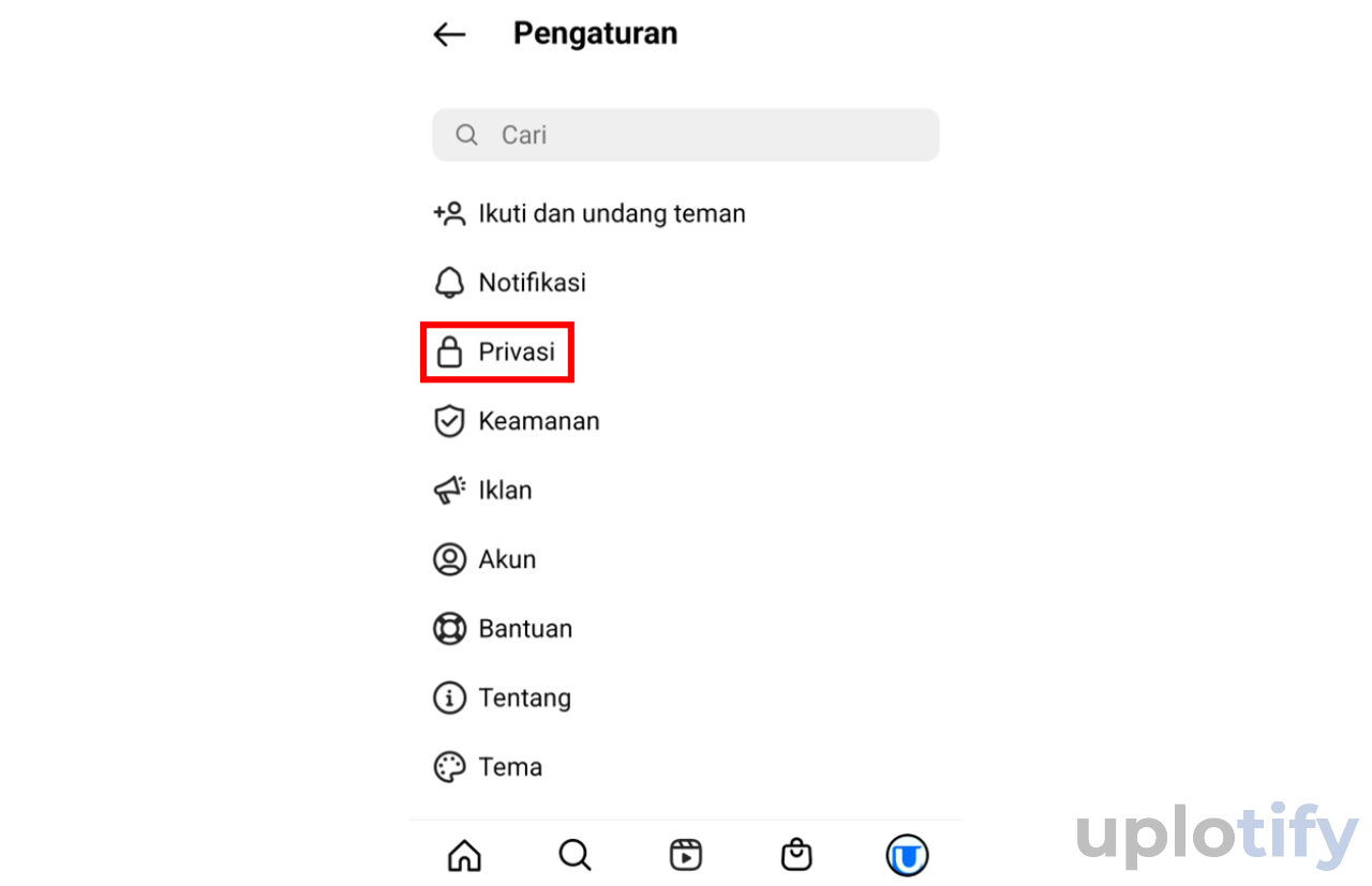 Buka Menu Privasi