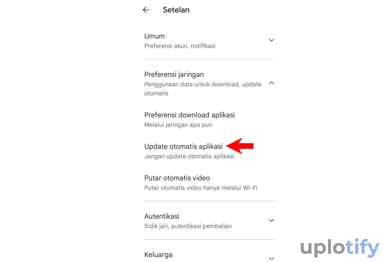 Buka Pengaturan Update Otomatis Aplikasi