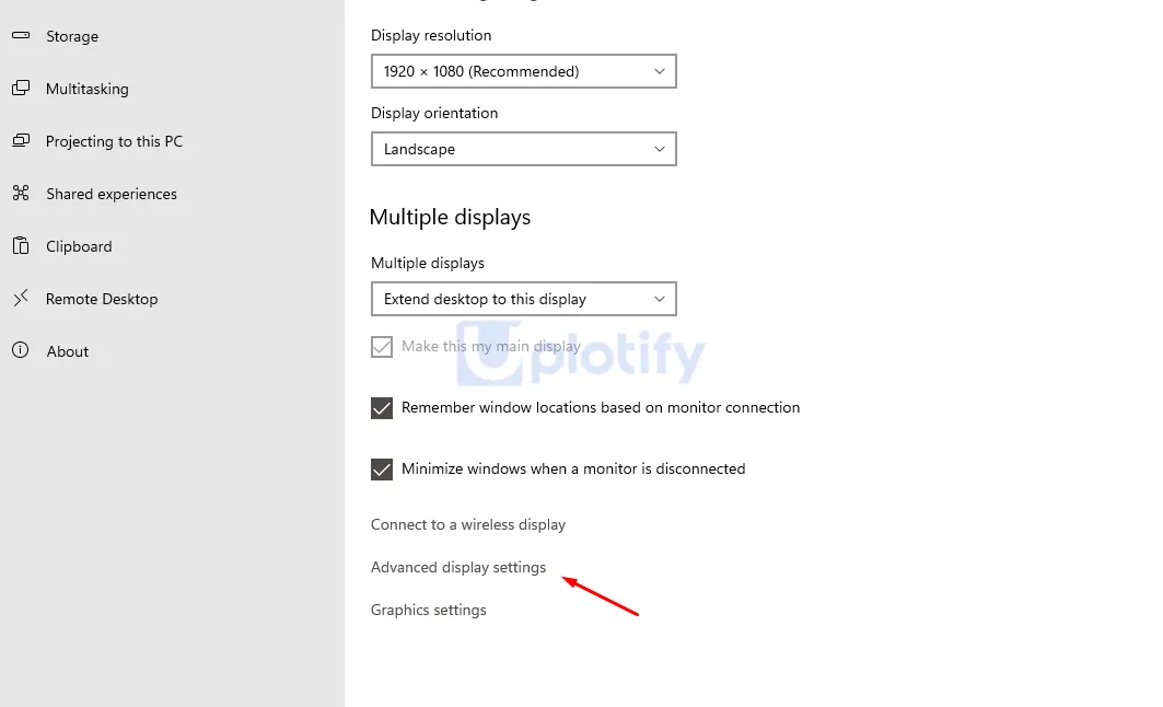 Buka Advanced Display Settings