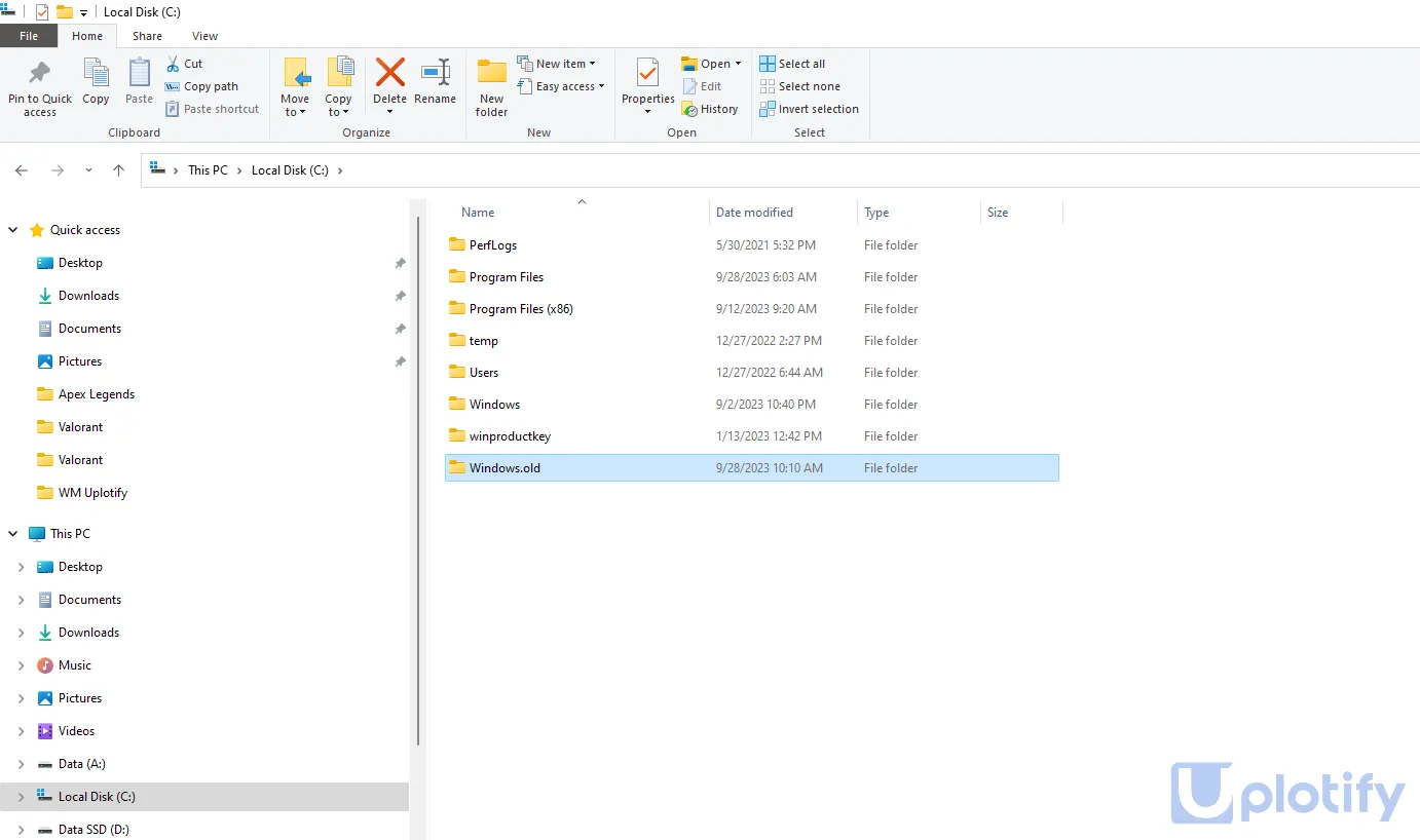 Contoh Folder Windows Old