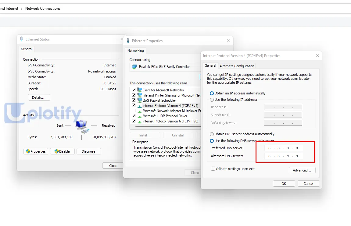 Isi DNS Google Windows