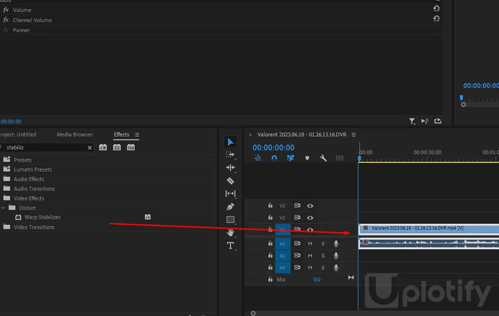 Masukkan Warp Stabilizer di Premiere