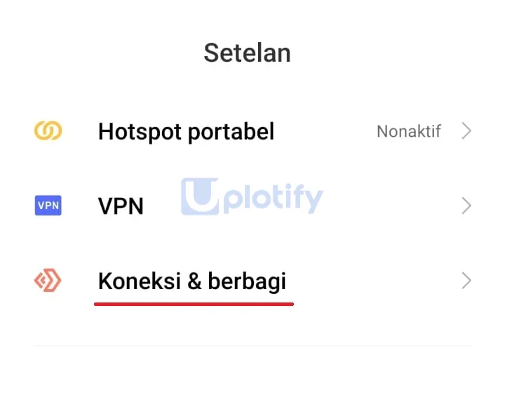 Menu Koneksi di Android