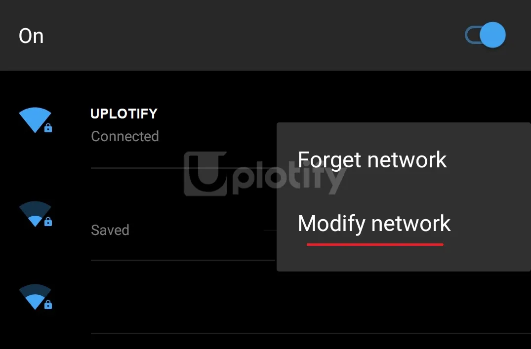 Menu Modify Network