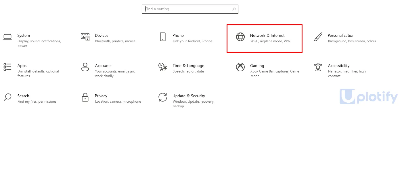 Menu Network Internet