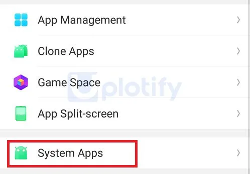 Menu System Apps OPPO