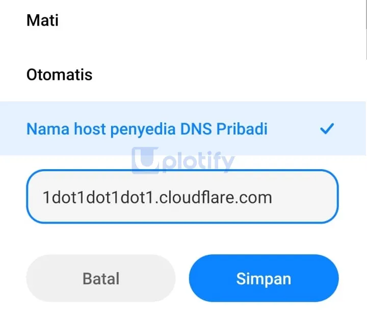 Atur DNS Cloudflare di Android