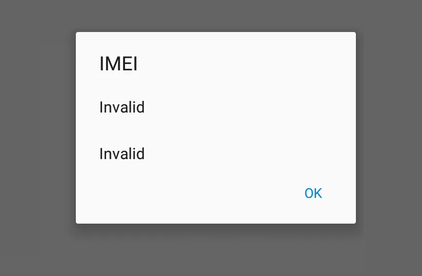 Pesan IMEI Invalid di HP